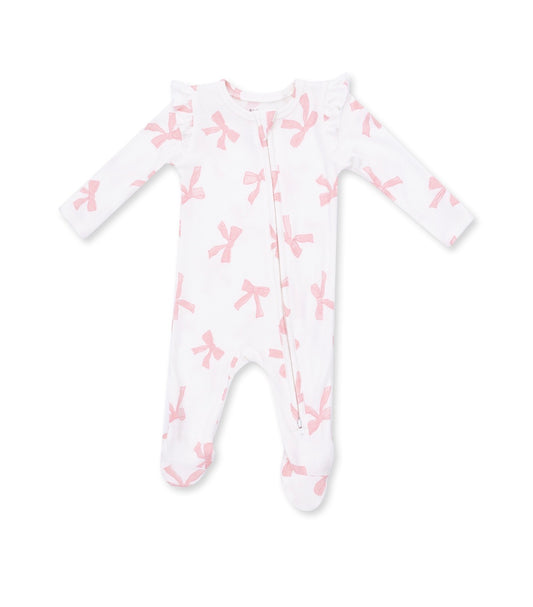 Angel Dear | Pretty Bows 2-Way Zipper Ruffle Footie