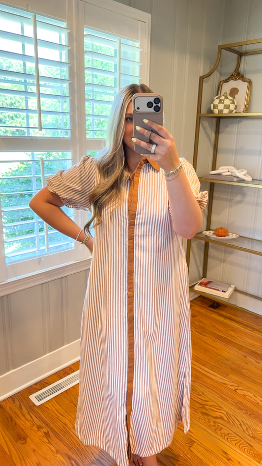 Faye Striped Midi Dress