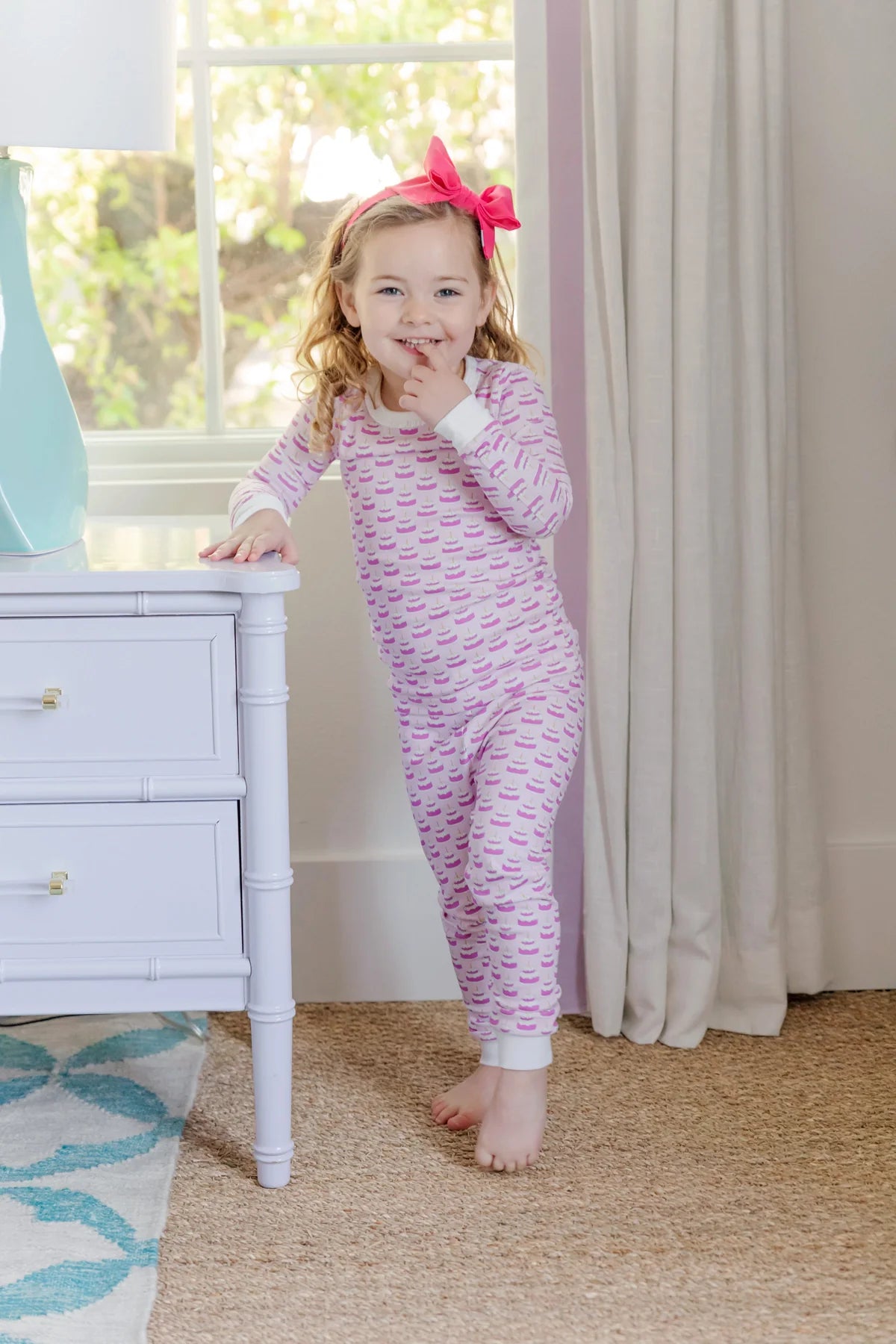 Lila & Hayes | Ava Girls Pajama Pant Set - Birthday Cake Pink