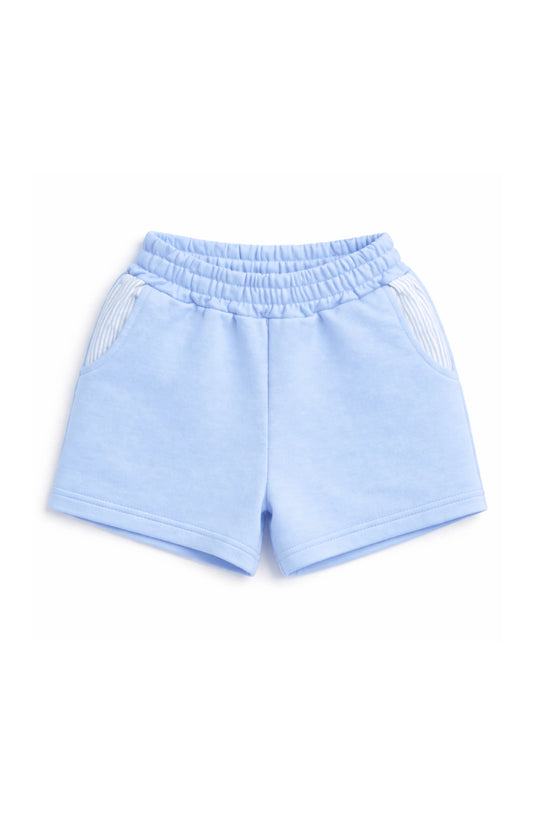 Bits & Bows | Blue Seersucker Pocket Shorts