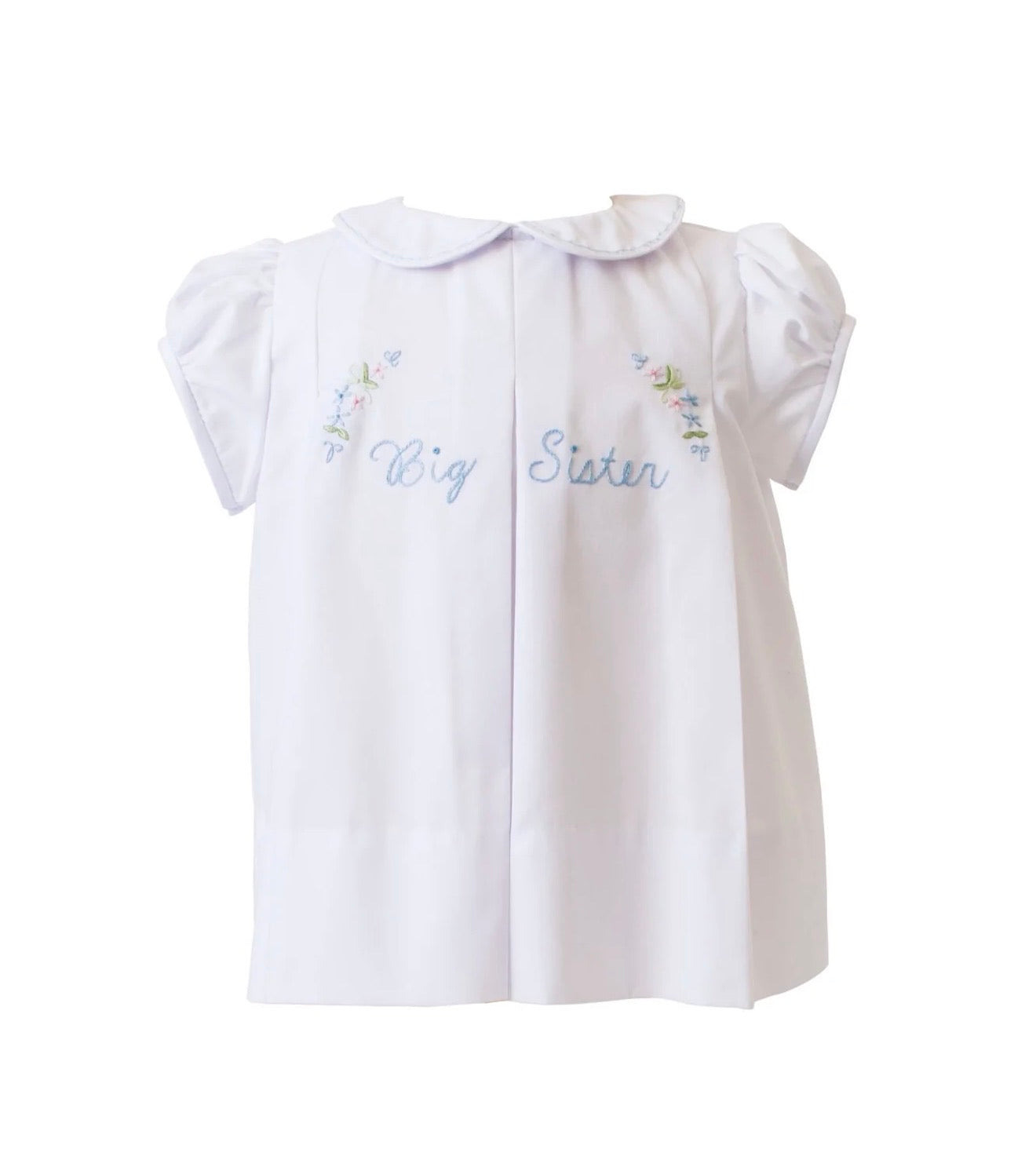 Proper Peony | Big Sister White/Blue Dress