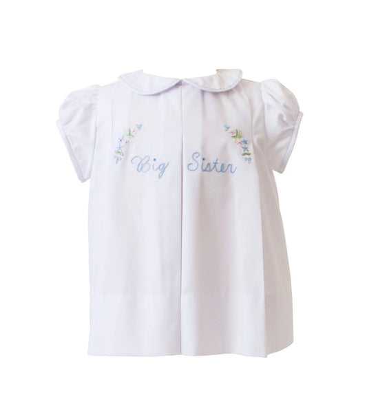 Proper Peony | Big Sister White/Blue Dress