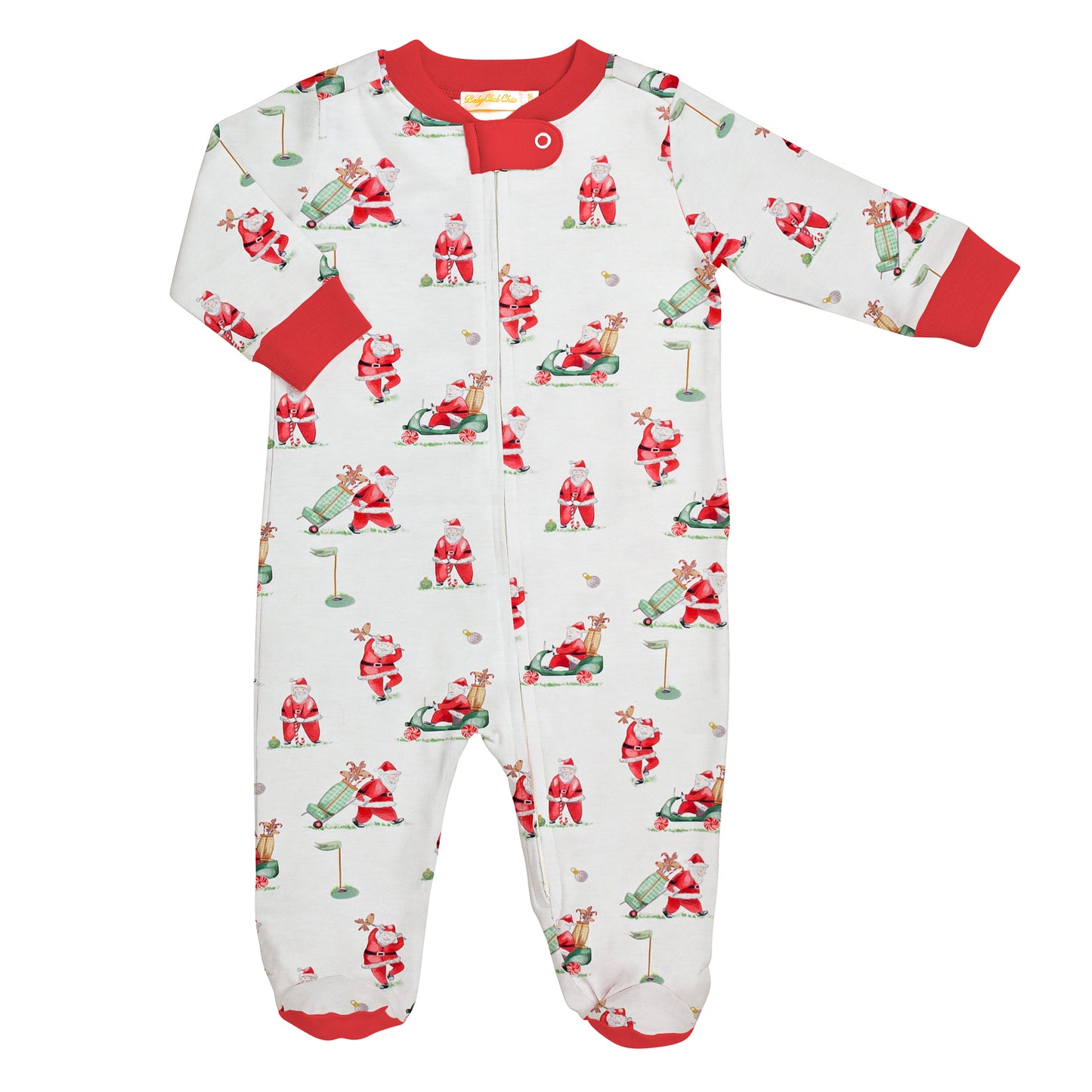 Baby Club Chic - Santa Golf Zipper Footie