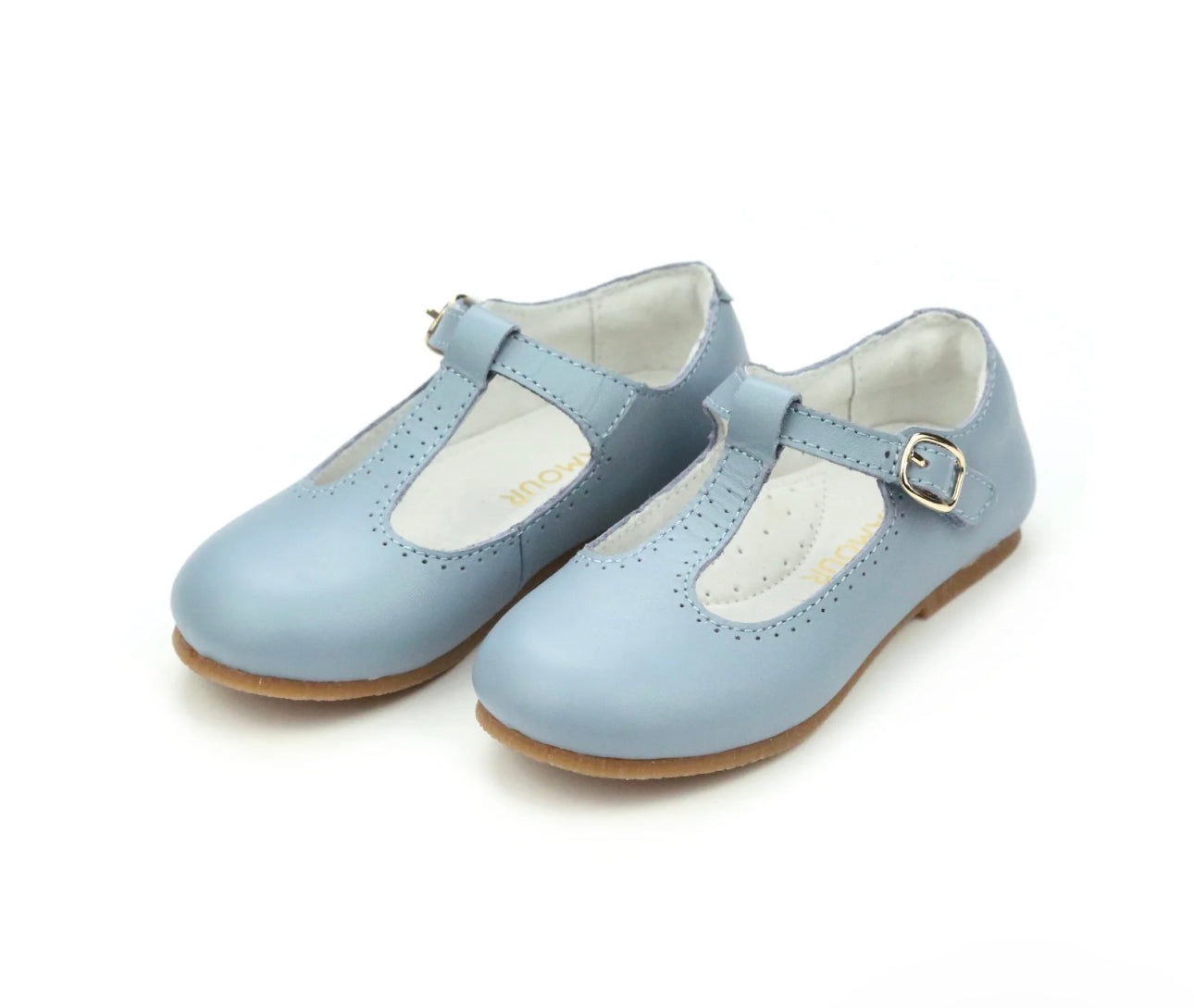 L'Amour | Eleanor T-Strap Flat - Dusty Blue