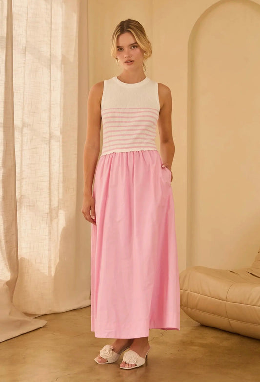 Payton Pink Stripe Midi Dress