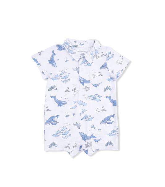 Angel Dear | Watercolor Blue Whales Polo Shortie