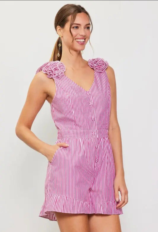 Gracie Floral Shoulder Romper
