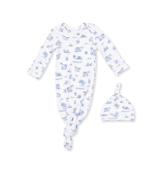 Angel Dear | Farm Friends Blue Knotted Gown & Hat Set