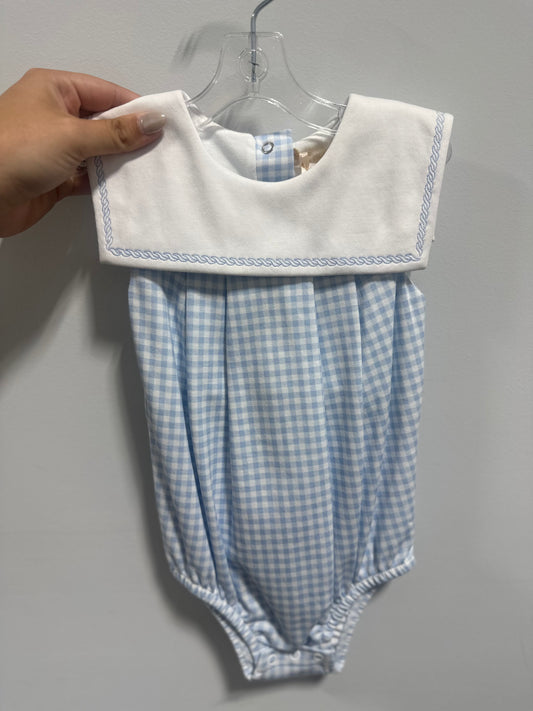 Baby Club Chic | Blue Mini Checks Sailor Bib Bubble