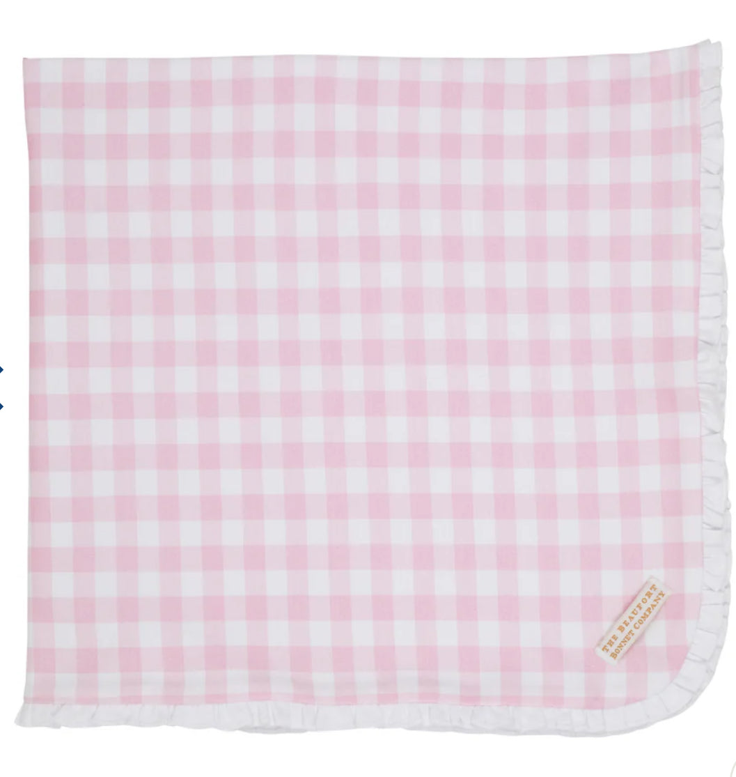 TBBC - Baby Buggy Blanket - PB Pink Gingham/White