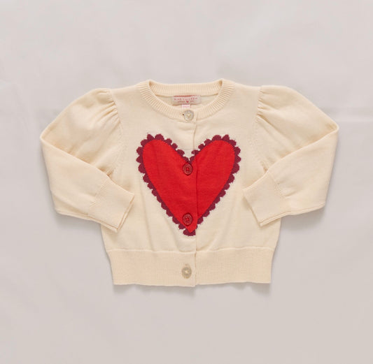 Pink Chicken | Girls Constance Sweater - Scalloped Heart