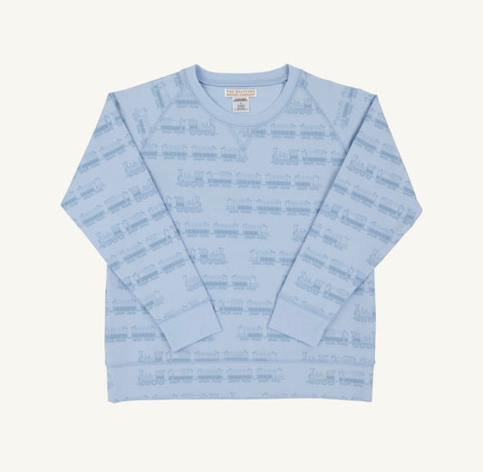 TBBC | Cassidy Comfy Crewneck - Blue Choo Choos