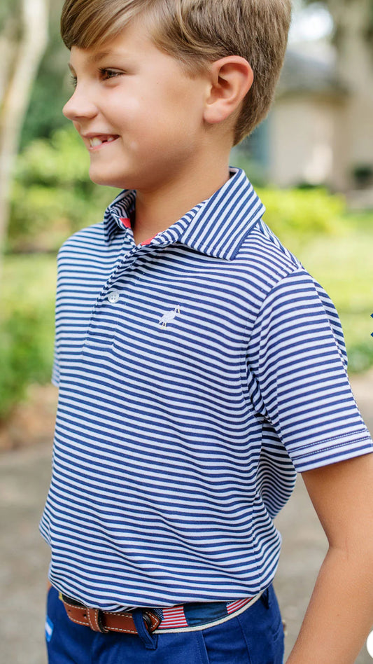 TBBC - Prim & Proper Polo SS - Nantucket Navy Stripe/Multi