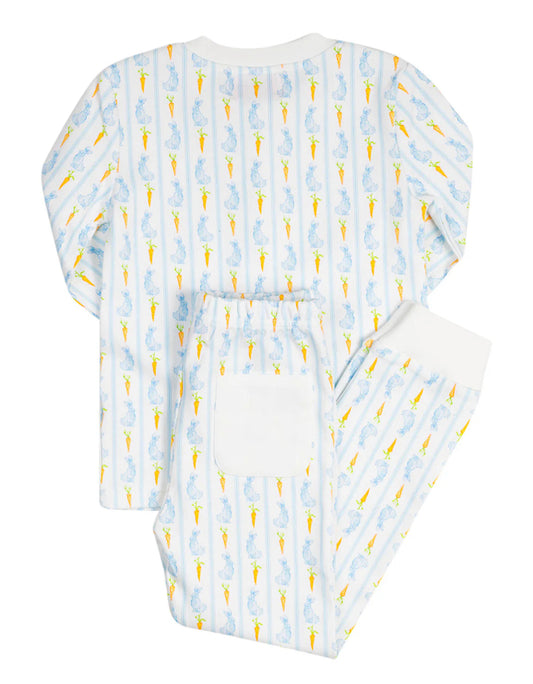 Smockingbird | Blue Bunny Knit Pajamas