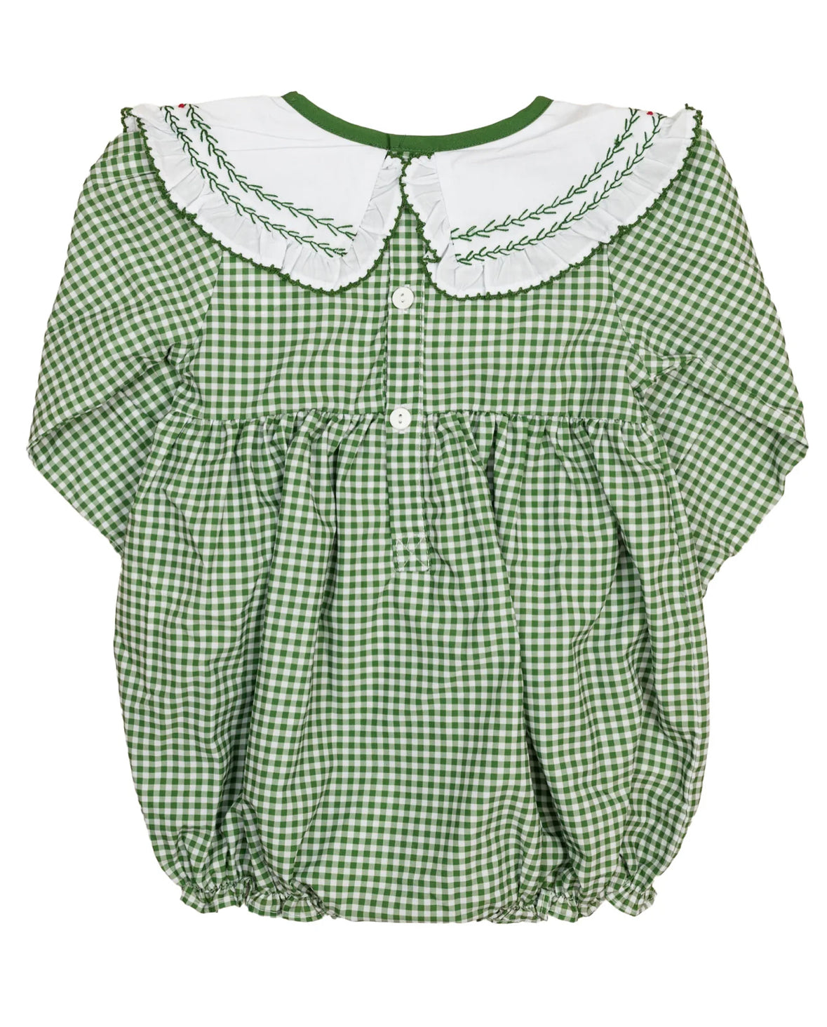 Smockingbird | Holly Smocked Green Checked Bubble
