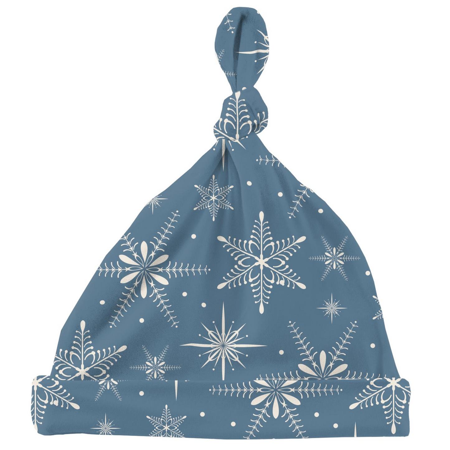 Kickee Pants - Print Knot Hat Parisian Blue Snowflakes