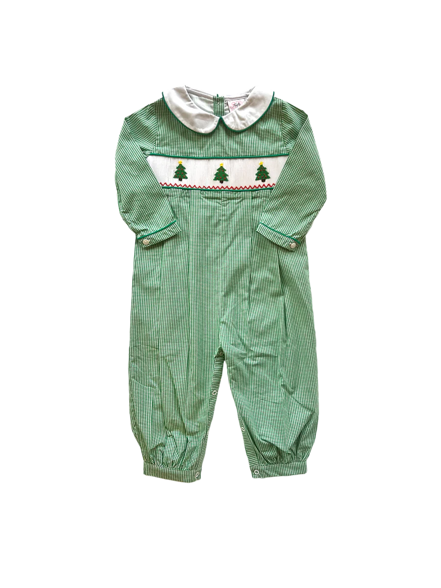 Shop Teeta - Holiday Trees Boys Long Romper