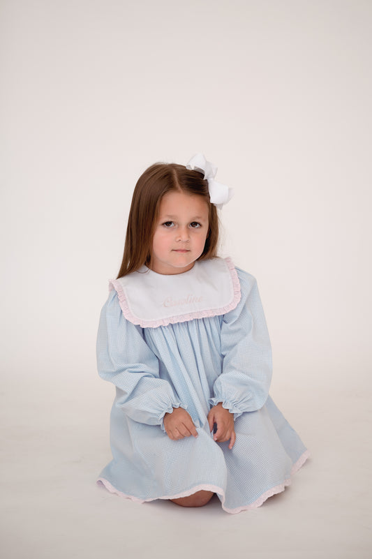 Lullaby Set - Hope Chest Dress Blue Mini Gingham