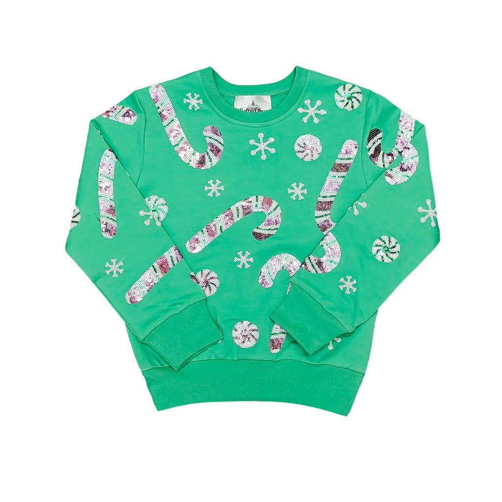 Belle Cher | Candy Cane Teal Sweatshirt
