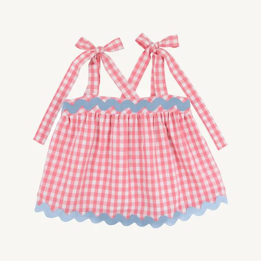 TBBC | Tyler Tie Top - Parrot Cay Coral Check