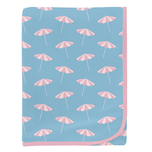 Kickee | Swaddling Blanket - Seaside Blue Beach Umbrellas