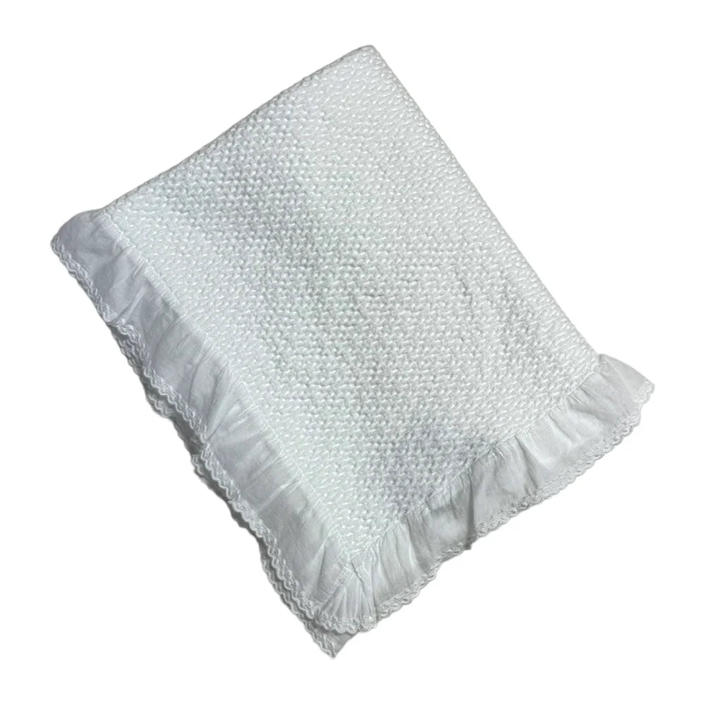 A Soft Idea | Stonewashed Puckered Blanket with Dotted Swiss Ruffle