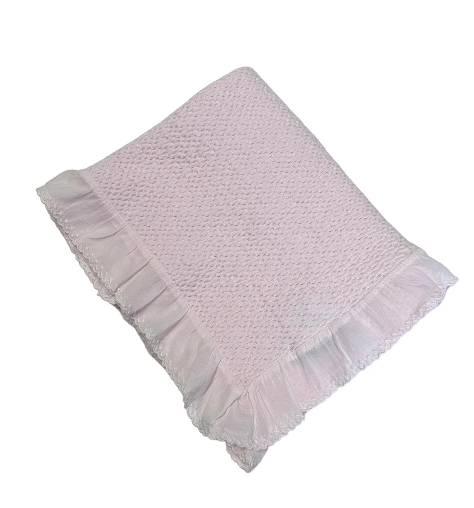 A Soft Idea | Stonewashed Puckered Blanket with Dotted Swiss Ruffle