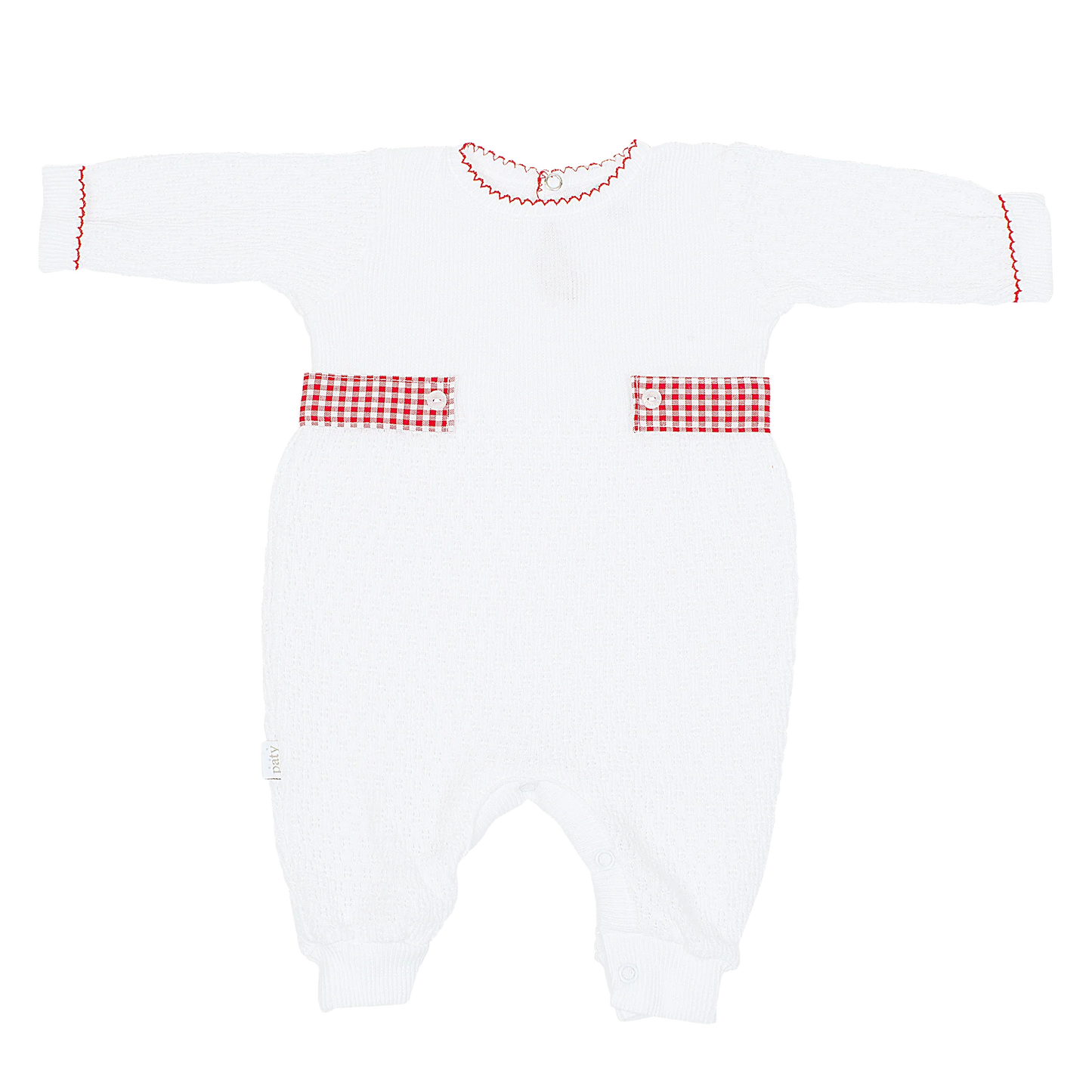 Paty | Long Sleeve Romper - Red Gingham Tabs
