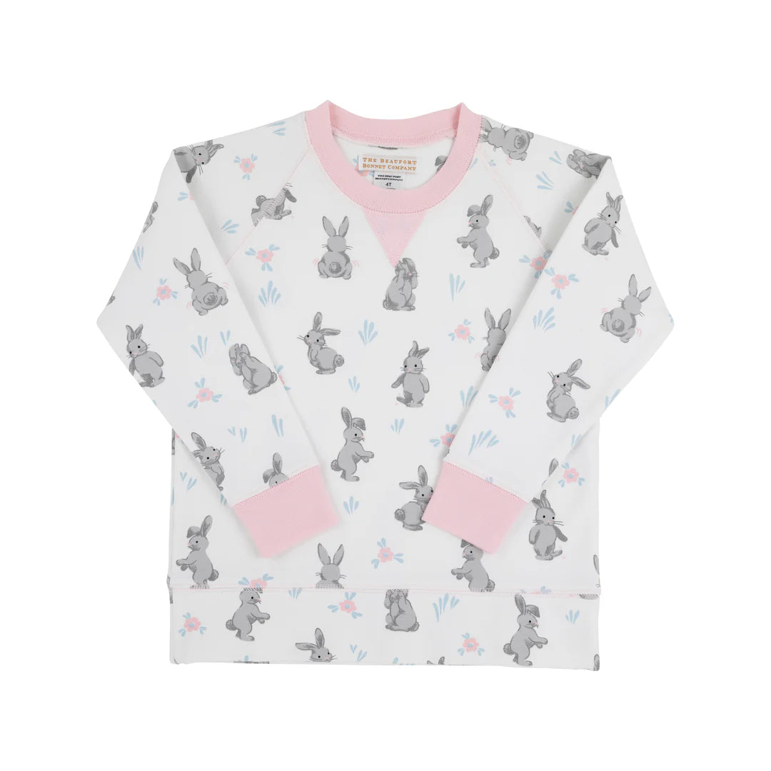 Cassidy Comfy Crewneck Broad St. Bunnies/Palm Beach Pink