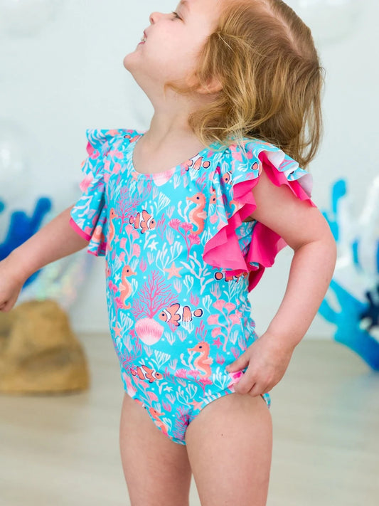 RuffleButts | Ocean Tides Butterfly One Piece