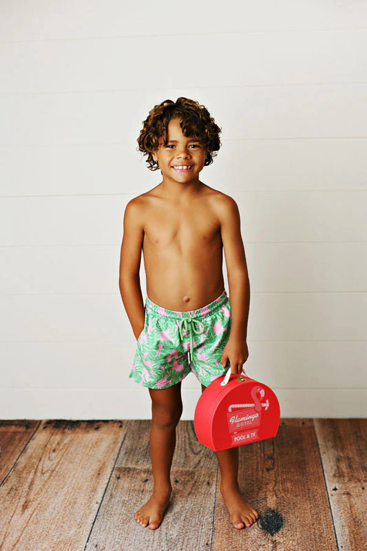 Swoon Baby | Palm Pink Swim Trunks