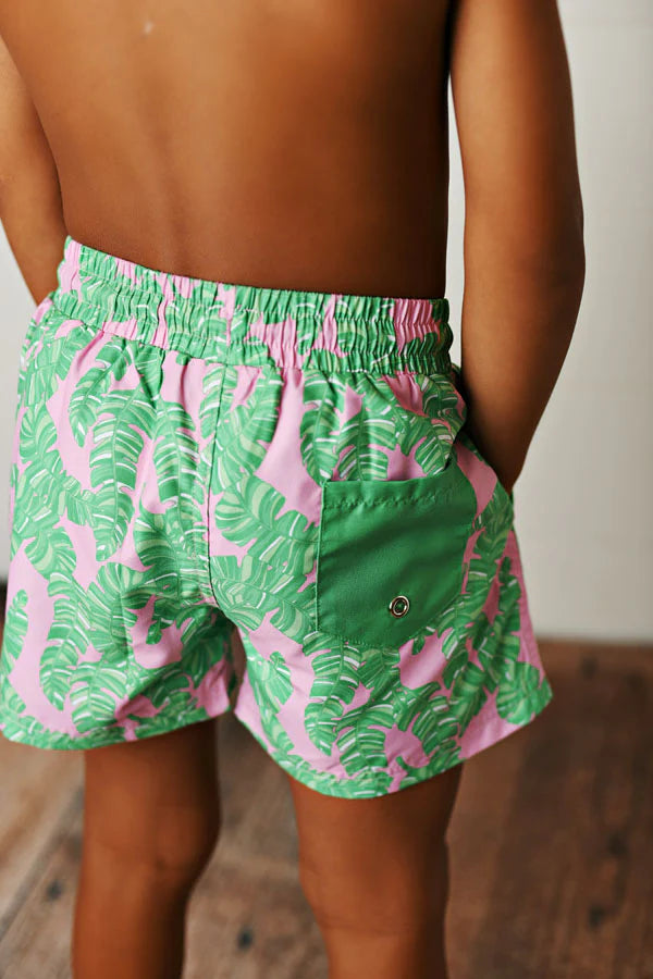 Swoon Baby | Palm Pink Swim Trunks