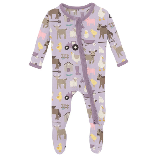 Kickee Pants | Thistle Morning on the Farm Ruffle Footie