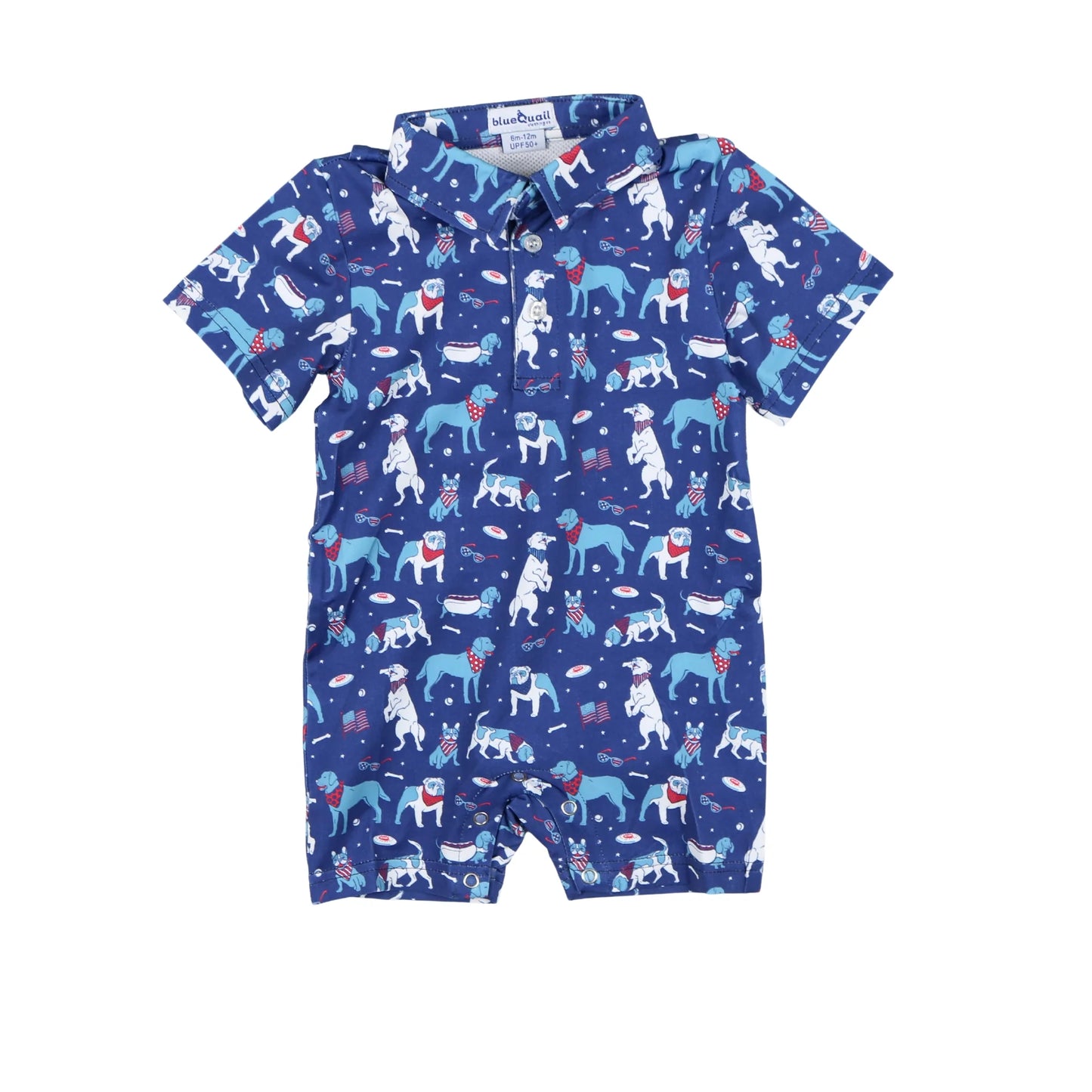 Blue Quail | Yankee Doodle Dogs Polo SS Romper