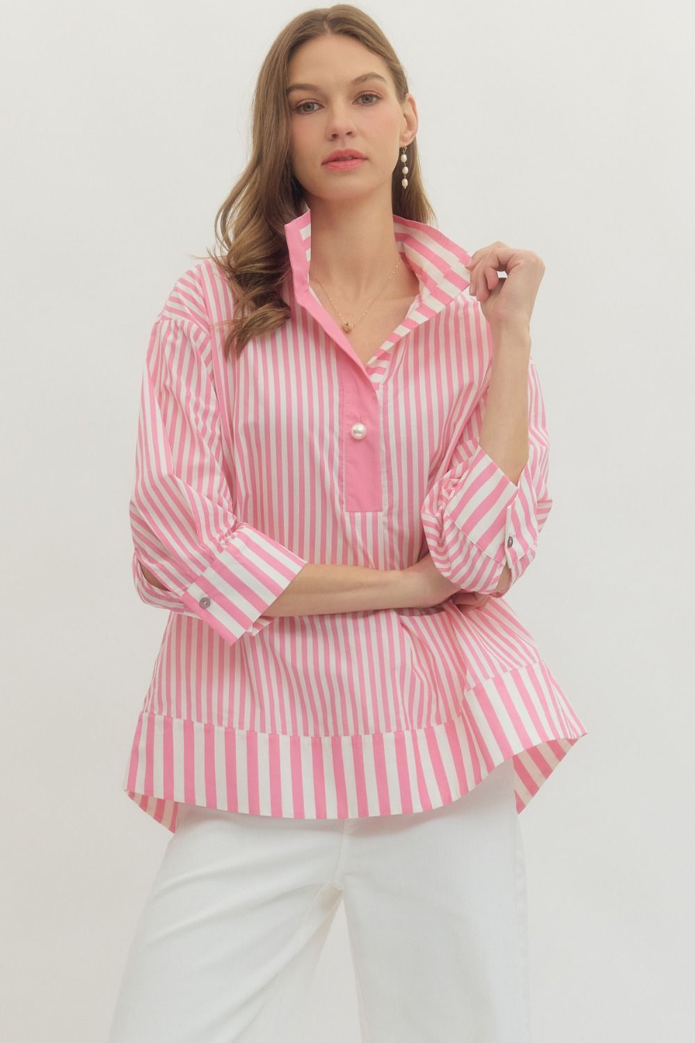 Louise Pink Striped Top