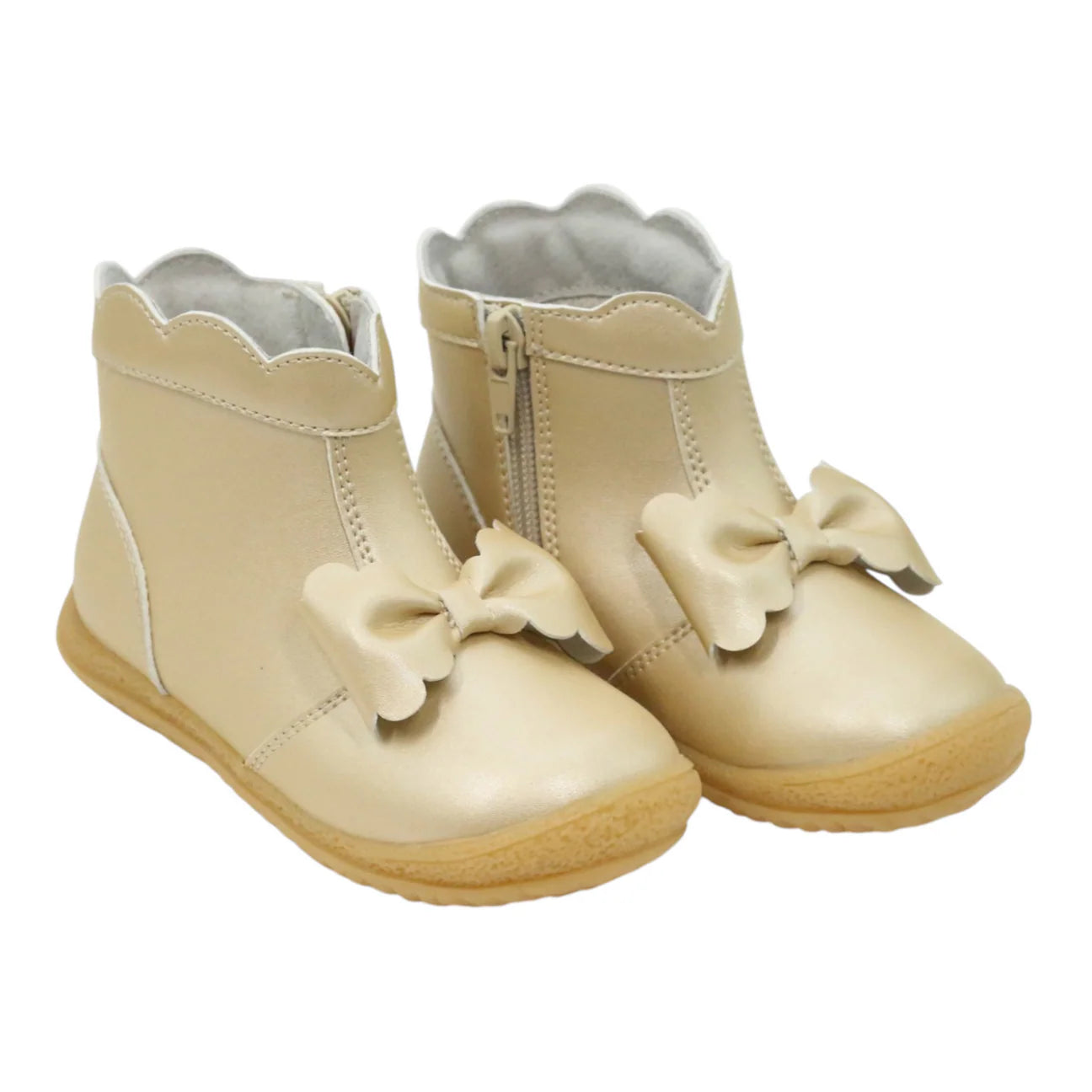 L'Amour | Harper Scalloped Bow Boot - Champagne