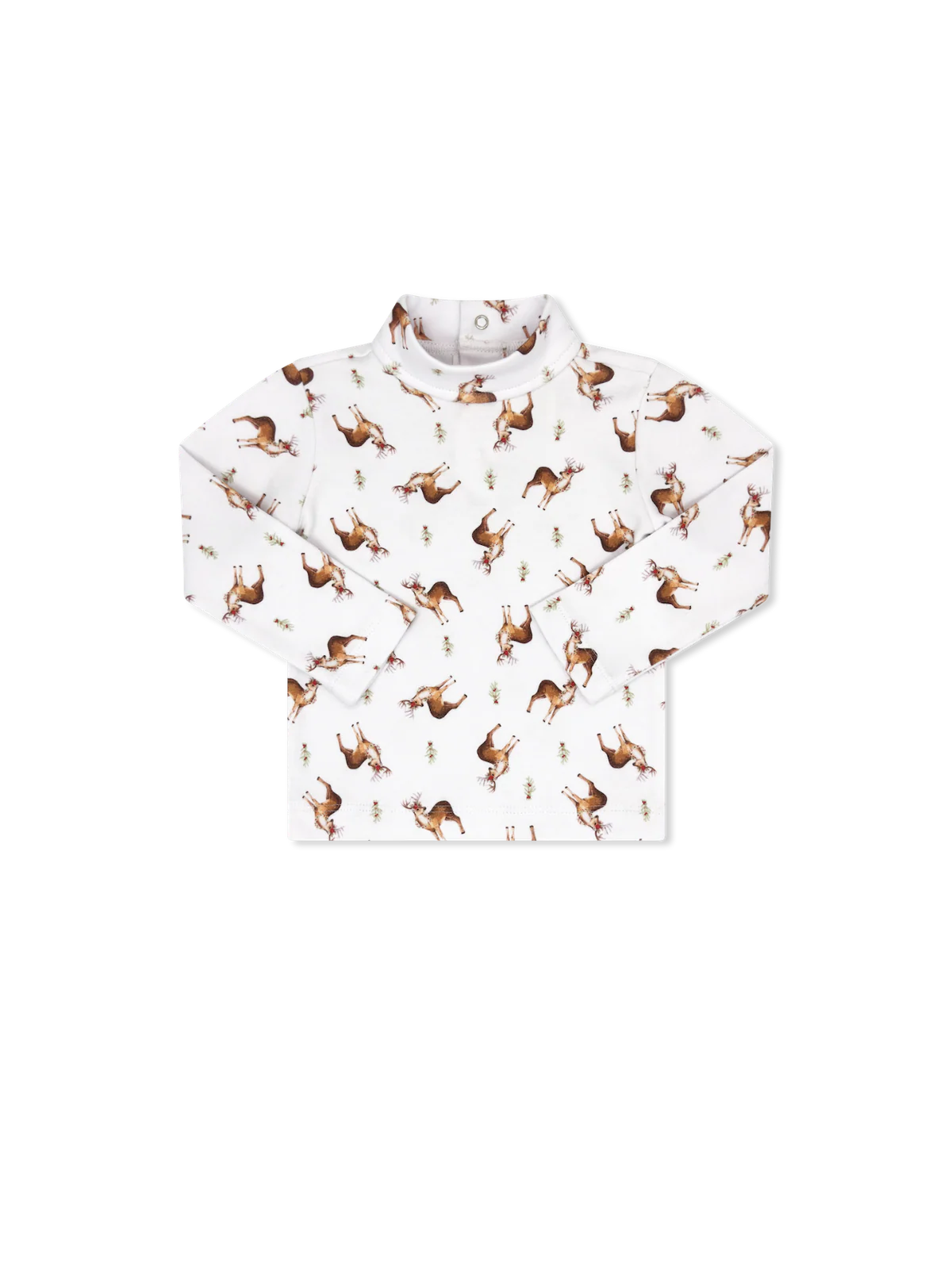 Lullaby Set | Tiny Tot Turtleneck - Festive Cheer Deer Print