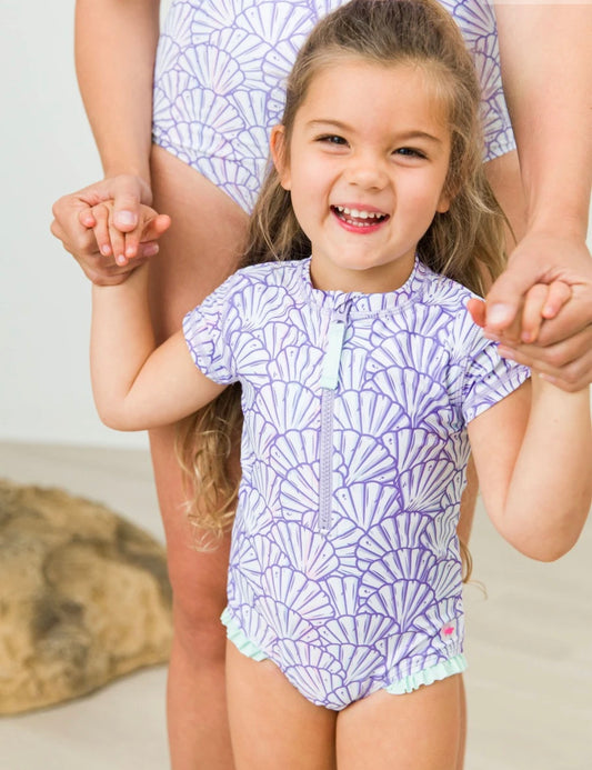 RuffleButts - Magical Mermaid SS One Piece Rash Guard