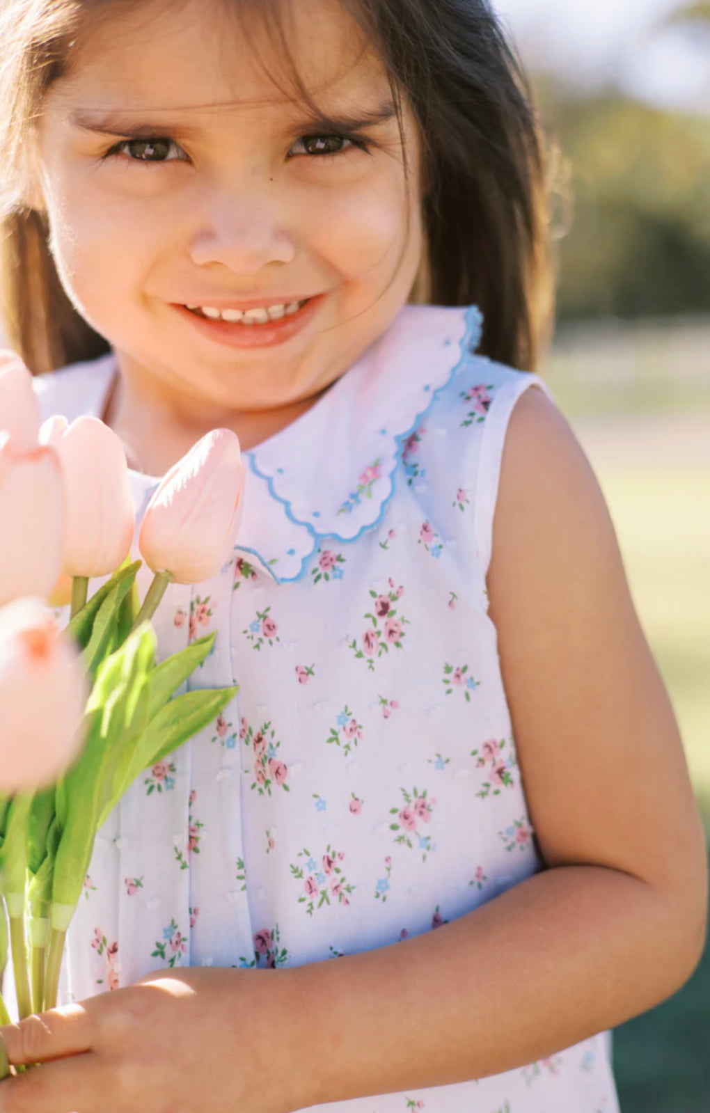 Proper Peony - Bea Blue Floral Swiss Dress