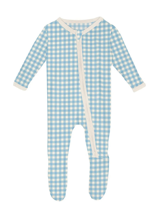 Kickee Pants - Seaside Blue Gingham Footie