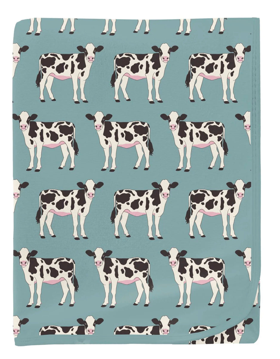 Kickee Pants - Jade Cows Swaddling Blanket