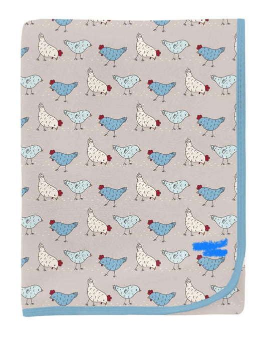 Kickee Pants - Latte Chickens Swaddling Blanket