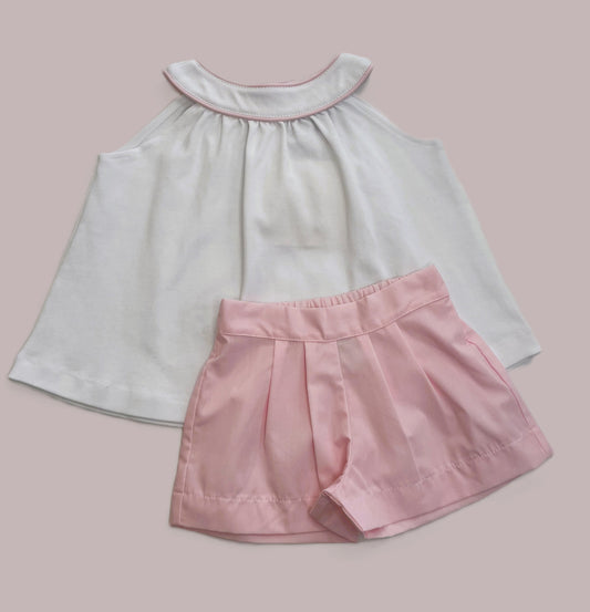 True - Tank/Pleated Pink Shorts Set
