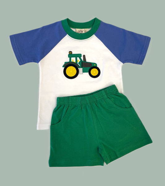 Luigi Kids - Boys Green Tractor Short Set