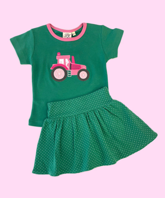 Luigi Kids - Green Tractor Skort Set