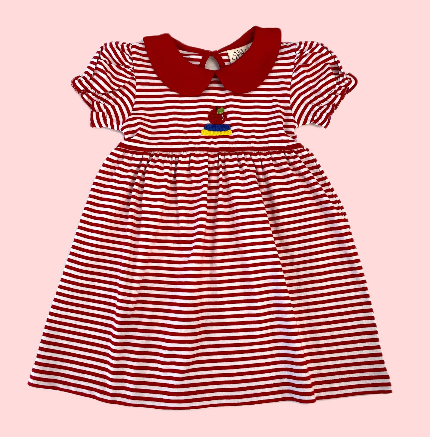Luigi Kids - Apple & Books Red Stripe Dress