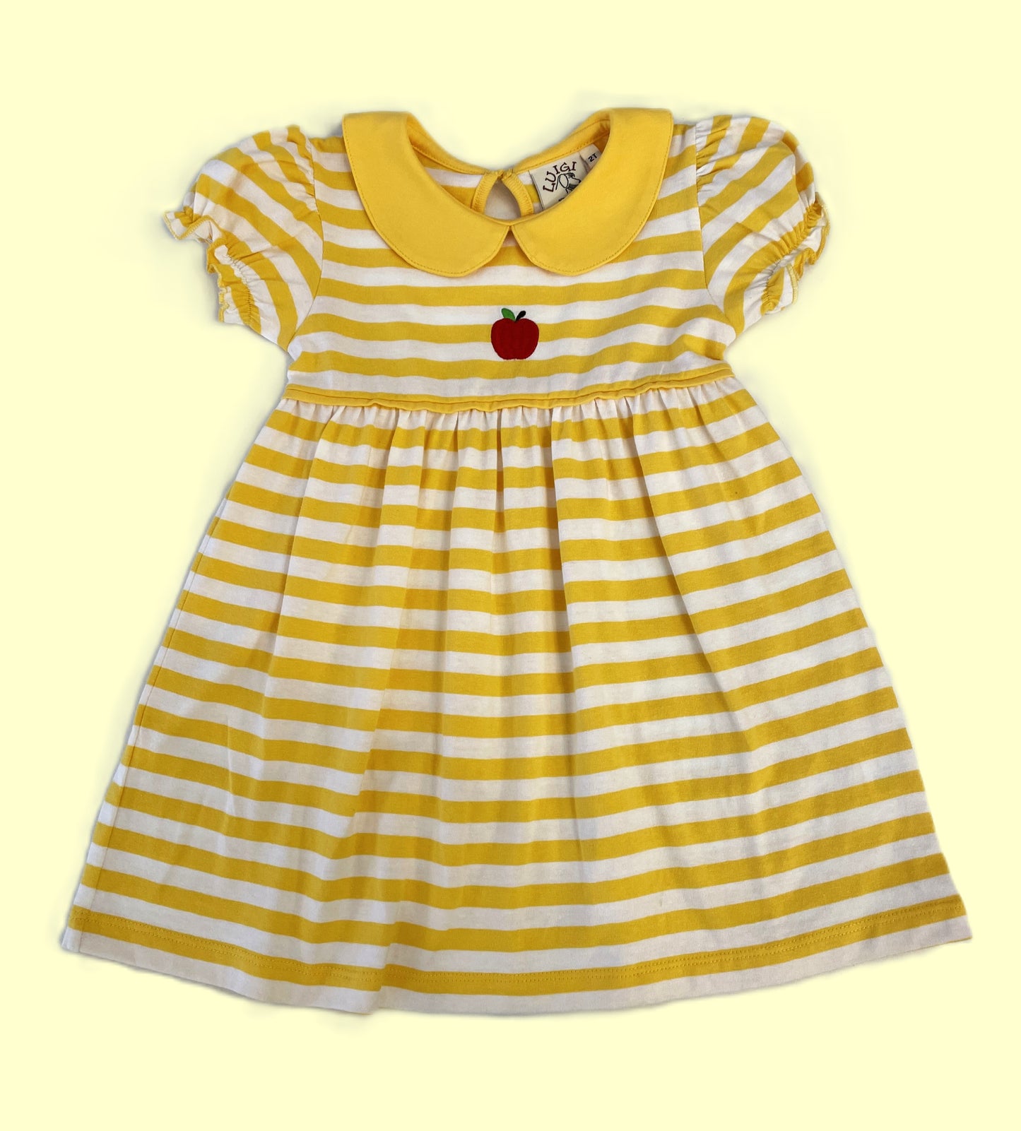 Luigi Kids - Yellow Stripe Apple Dress