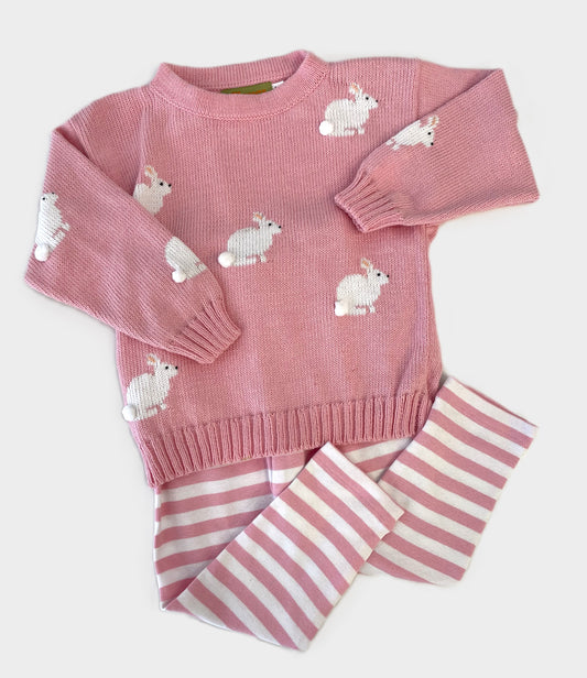 Claver - Bunnies All Over Pink Sweater Set