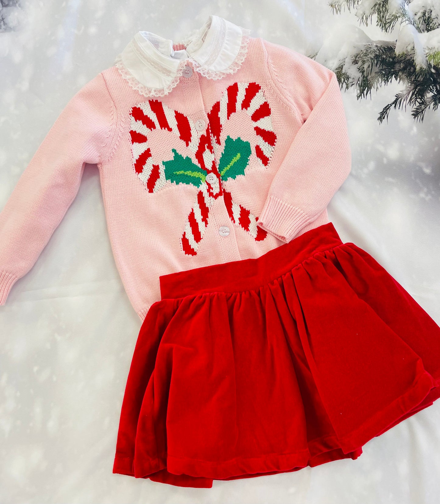 Lulu Bebe - Candy Cane Knit Sweater Pink