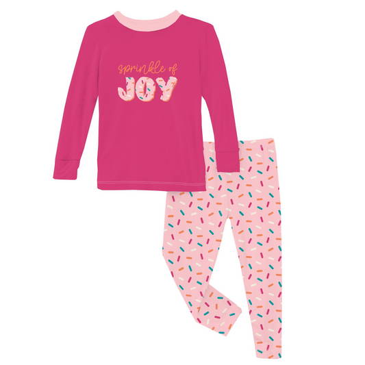 Kickee Pants - Long Sleeve Graphic Tee Pajama Set Lotus Sprinkles